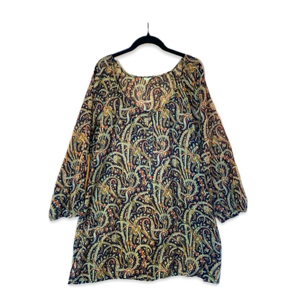 J. Crew Other - J. Crew 100% Cotton Paisley Swim Cover Up 3/4 Sleeve Size XLarge